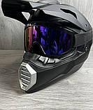 Мотошолом кросовий M з окулярами, бафом і рукавицями — для мотокросу, квадроциклу, ендуро, фото 2