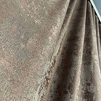 Сучасні готові Коричневі штори з тюлем, однотонні портьєри в спальню, вітальню, кухню, кабанет, зал, фото 7