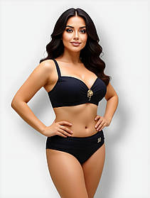 Поділений купальник пушап Sisianna 5197 чорний 46 48 50 52 54 розмір