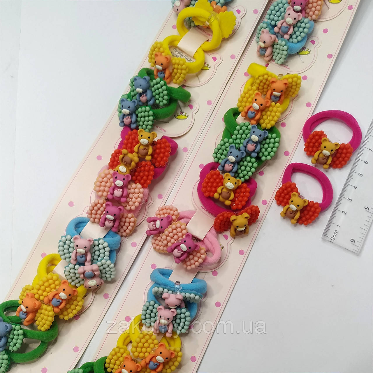 Гумки для волосся дитячі "Бантик бульбашки з ведмедиком".