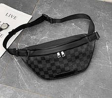 Велика чоловіча бананка сумка поясна на груди в клітку