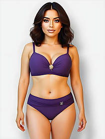 Поділений купальник пушап Sisianna 5197 фіолетовий 46 48 50 52 54 розмір