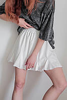 Женская белая юбка мини с клиньями