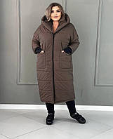 Женская удлиненная зимняя куртка больших размеров 50-52 54-56 58-60