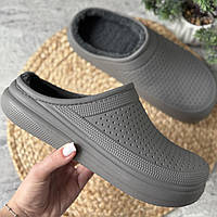 Сабо утепленні чоловічі сірі EVA калоші без задника сірого кольору ева 41-45 галоші теплі зимові з піни