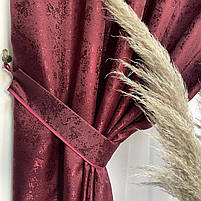 Штори жакардові "пісок" бордові з білим шифоновим тюлем ALBO (SHTN-C33-7), фото 8