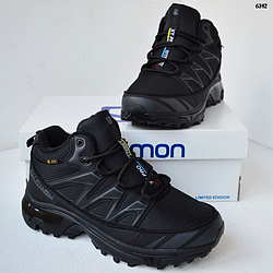 Чоловічі зимові кросівки Salomon XT-6 Black високі Саломон чорні з хутром теплі