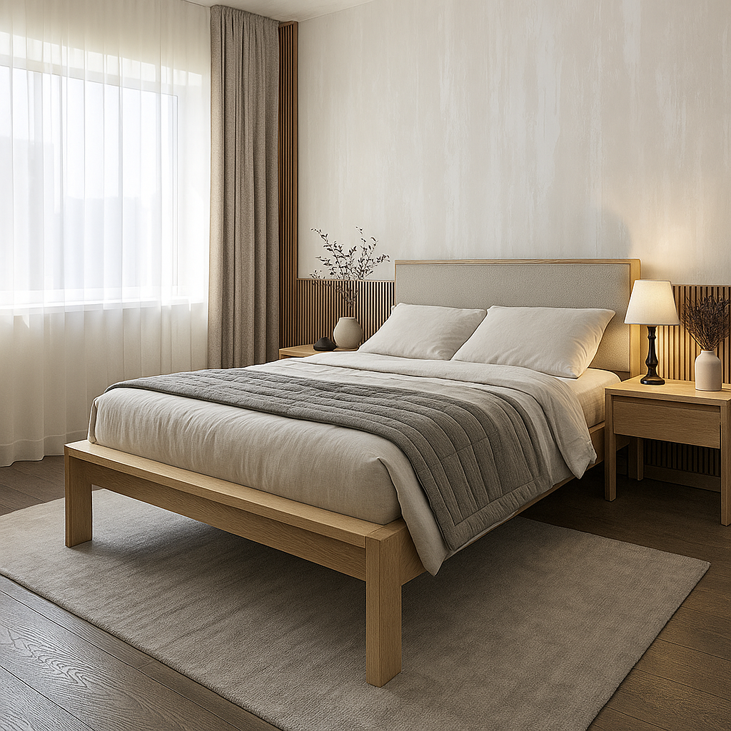 Ліжко двоспальне "Нура" з натурального дерева, фото 1