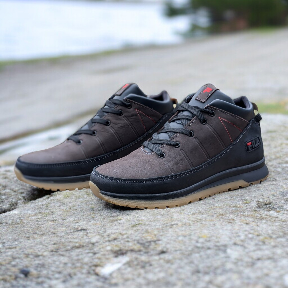 Зимові чоловічі шкіряні черевики, кросівки коричневі утеплені з натуральної шкіри на хутрі на зиму для чоловіків, розмір 40-45, фото 1