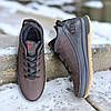 Зимові чоловічі шкіряні черевики, кросівки коричневі утеплені з натуральної шкіри на хутрі на зиму для чоловіків, розмір 40-45, фото 4