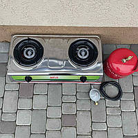 Газовий комплект двоконфорочна газова плита Мрія-2 + балон 8 л (редуктор, шланг)