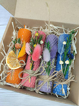 Набір декоративних свічок із вощини "Новорічний", 4 шт./набір