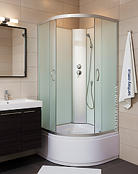 Душовий бокс 6021 90x90 см без даху душова кабіна із задніми стінками матове скло на глибокому піддоні