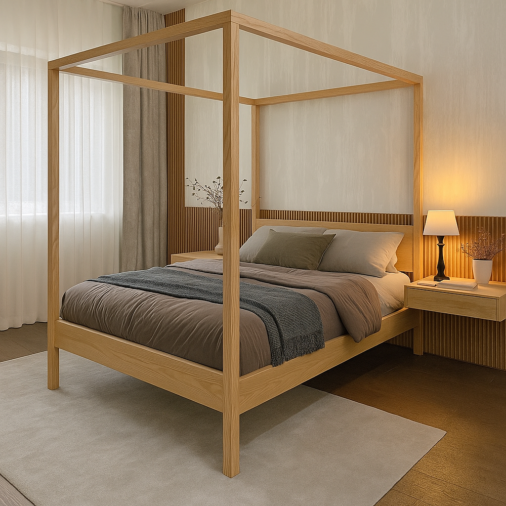 Ліжко двоспальне "Сюзанна" з балдахіном з натурального дерева, фото 1