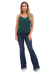 Майка жіноча шовкова на бретелях темно-зелена Martelle Lingerie 601