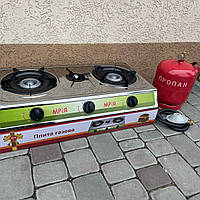 Газовий комплект триконфоркова газова плита Мрія + балон 5 л (редуктор, шланг)