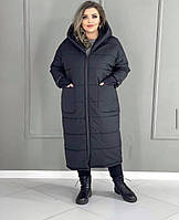 Женская удлиненная зимняя куртка больших размеров 50-52 54-56 58-60