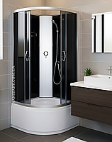 Душевой бокс Ko&Po 6021 90x90 см без крыши душевая кабина с задними стенками тонированные стекла на глубоком поддоне