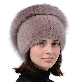 Жіноча в'язана норкова шапка "Равлик"