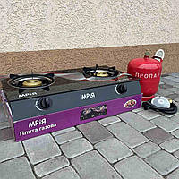 Газовий комплект газова плита Мрія (скло) + балон 12 л (редуктор, шланг)