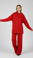 Модний червоний костюм худі та штани палаццо. Жіночі костюми спортивні прогулянкові.