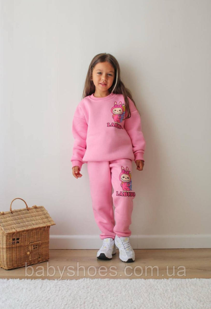 Костюм для дівчинки LABUBU, на флісі, кофта+штани 110 см (4-5 років), костюм 34, фото 1