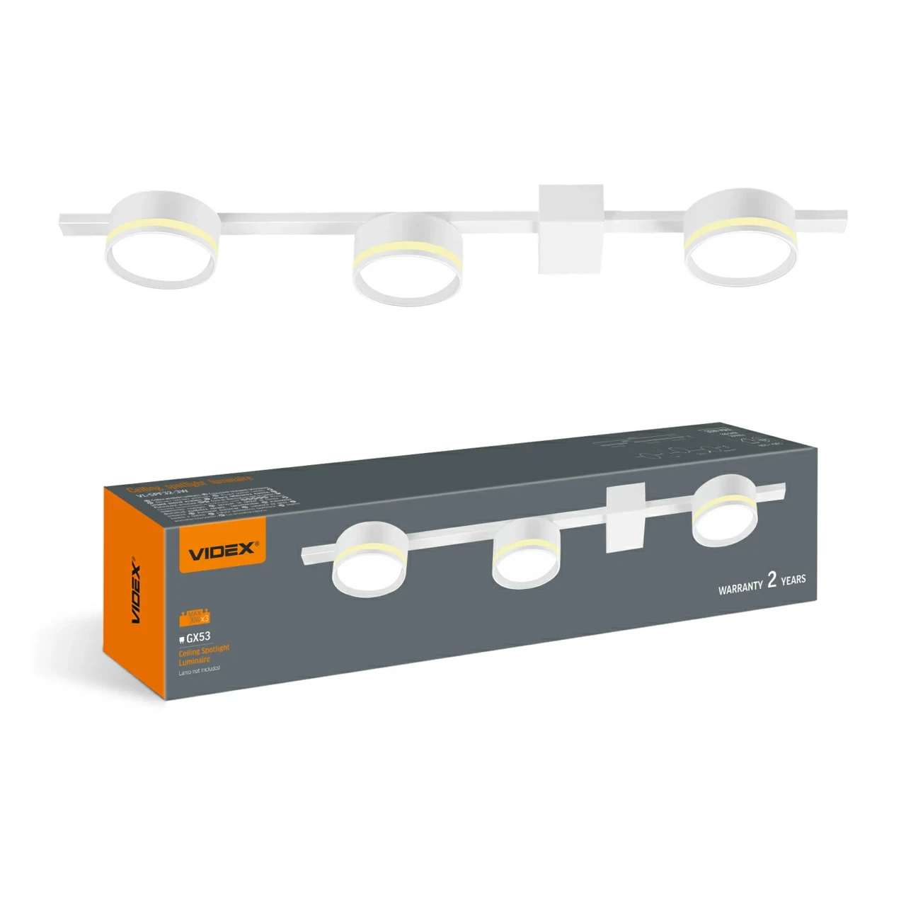 Світильник накладний Videx під лампи 3xGX53 IP20 білий VL-SPF32-3W