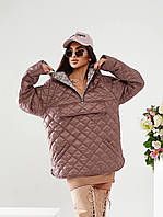 Незвичайна стьобана жіноча куртка АНОРАК. Капюшон, бічні кишені. Р-ры: от S до XL. Кольори 2 Карамель