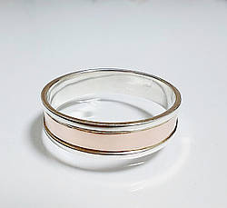 Срібна обручка з золотими накладками