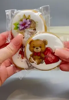 Пряник комплімент Пряник з логотипом оптом Медові натуральні пряники круглі діаметр 5.5 см 50 шт.