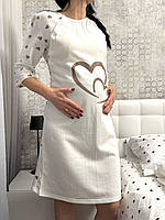 Тепла нічна сорочка для вагітних і годуючих мам з кнопкою для годування