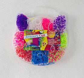 Набір резинок для плетіння "Котик" 500 штук+гачок+рогатка У пластиковому боксі (594-5)