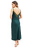 Довга нічна шовкова сорочка на бретелях темно-зелена Martelle Lingerie 110, фото 2