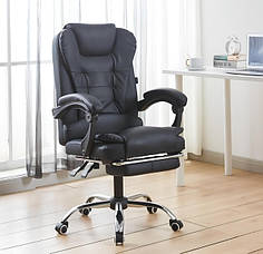 Крісло офісне з підставкою для ніг Bonro B-6071 TPF чорне, екошкіра