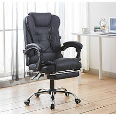 Крісло офісне на колесах Bonro B-6071 TPF чорне з підставкою для ніг