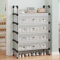 Стелаж для взуття з пластику Взуттєва пластикова полиця 4 яруси для взуття