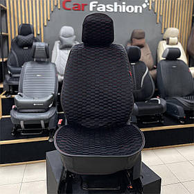 Накидки на передні сидіння CarFashion, модель SOTA FRONT, чорний з червоною ниткою