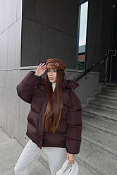 Жіноча зимова куртка-пуфер oversize з капюшоном Gs2791