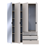 Комплект шаф для одягу Doros Гелар (2 шт.) 155х49,5х203,4 см Дзеркало/Кашемір (DRS-011259), фото 4
