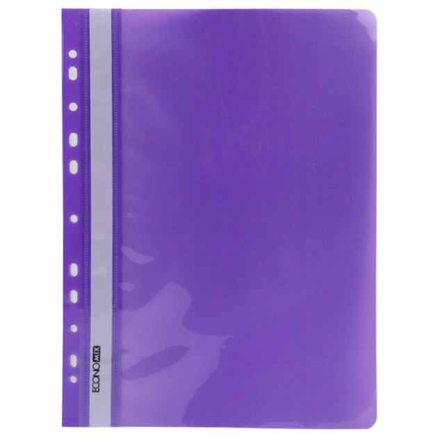 Швидкозшивач пл. евро перф."Еconomix" /Е31510-12/  А4 фіолетовий, глянець,120/160 мкм (10), фото 1