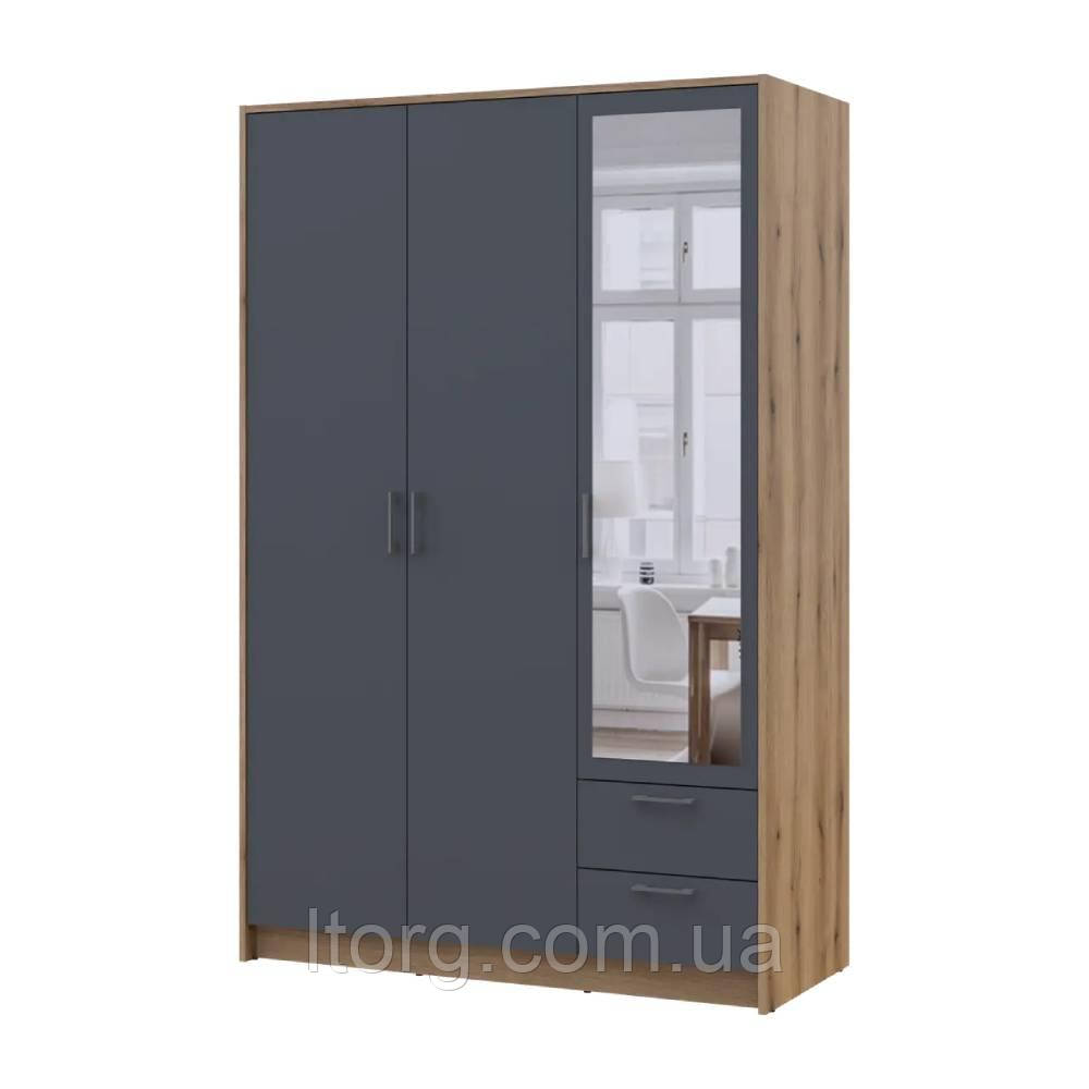 Шафа для одягу Doros Ронді з дзеркалом Дуб Артизан/Графіт 3ДСП 121х52х195 DRS-011670 (80737816), фото 1