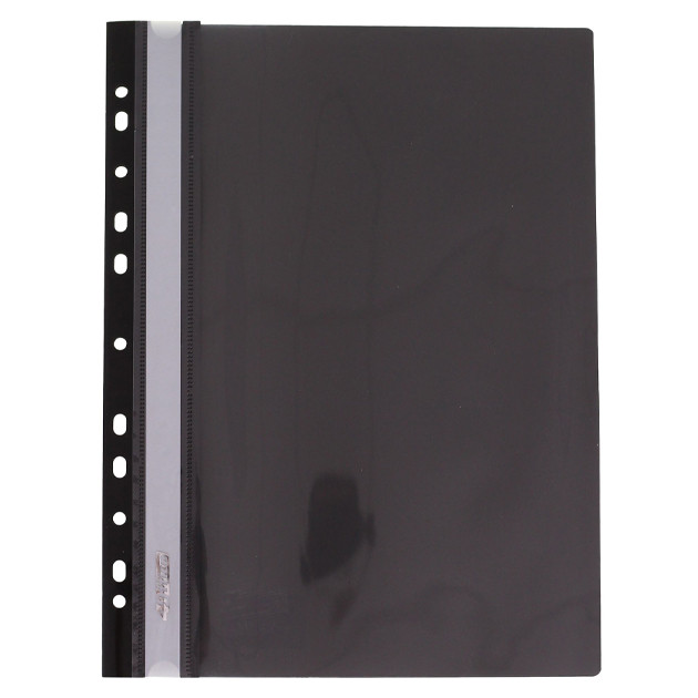 Швидкозшивач пл. європерф. А4 "4OFFICE" /4-240-63/ Чорний, глянець (10/240), фото 1