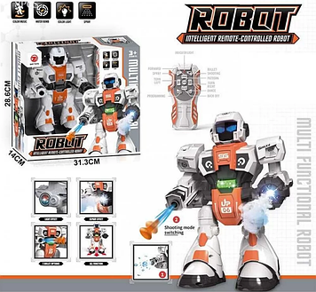 Робот на бат-ці,стріляє гелем+знарядами,в кор-ці,31,3х14х28,6см №606-38(12)(24) КІ