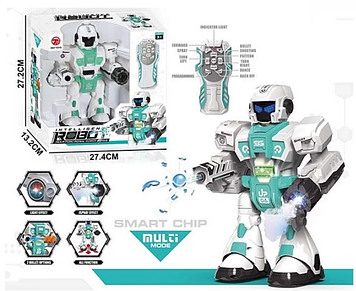 Робот на бат-ці,стріляє гелем,в кор-ці,27,5х27,5х13,5см №606-37(12)(24) КІ