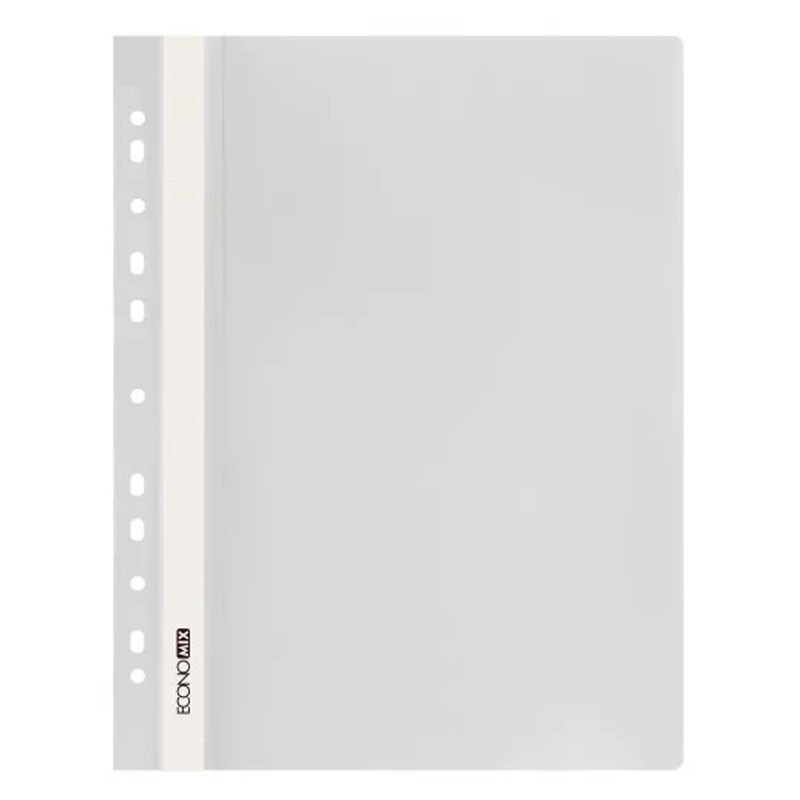 Швидкозшивач пл. евро перф."Еconomix" /Е31510-14/ А4 біла, глянець,120/160 мкм (10), фото 1