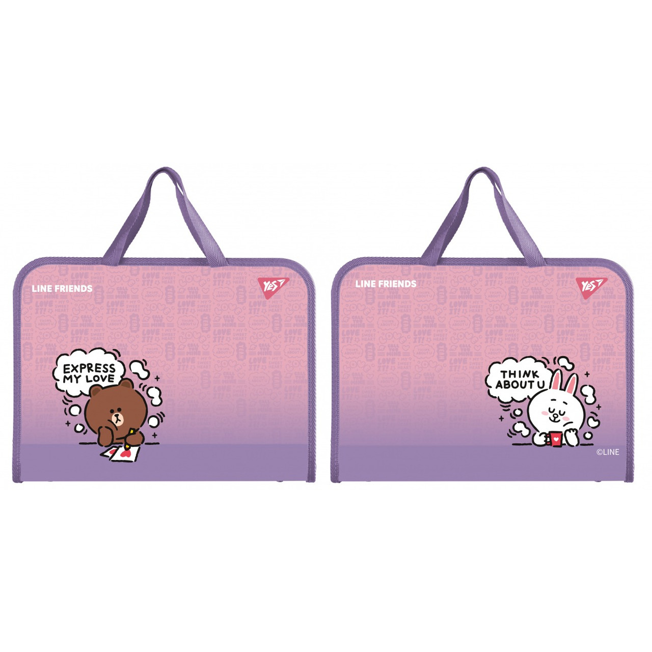 Папка-портфель на блискавці А4+ "Yes" /492315/ "Line Friends" з ткан. ручк. (1/24/48), фото 1