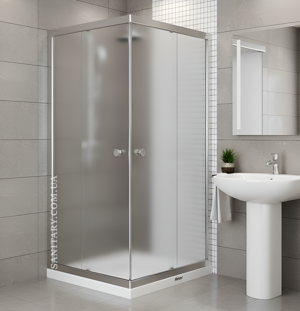 Душова кабіна квадратна 80x80x190 см без піддону Shower Saturn розсувна для душу  матове скло 6 мм, фото 1