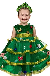 Карнавальний костюм Ялинка №2 (зелений/золото), розміри 1,2,3,4