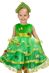 Карнавальний костюм Ялинка №2 (салат/золото), розміри 1,2,3,4