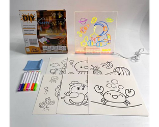 Світлодіодна дошка для нотаток і малювання + розмальовки T-467, розмір 200х200